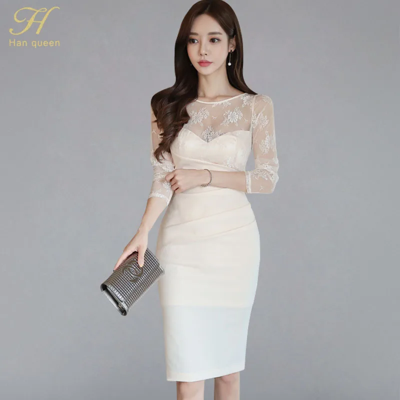 Aliexpress.com : Buy H Han Queen Sexy Lace See Through Pencil Bodycon ...
