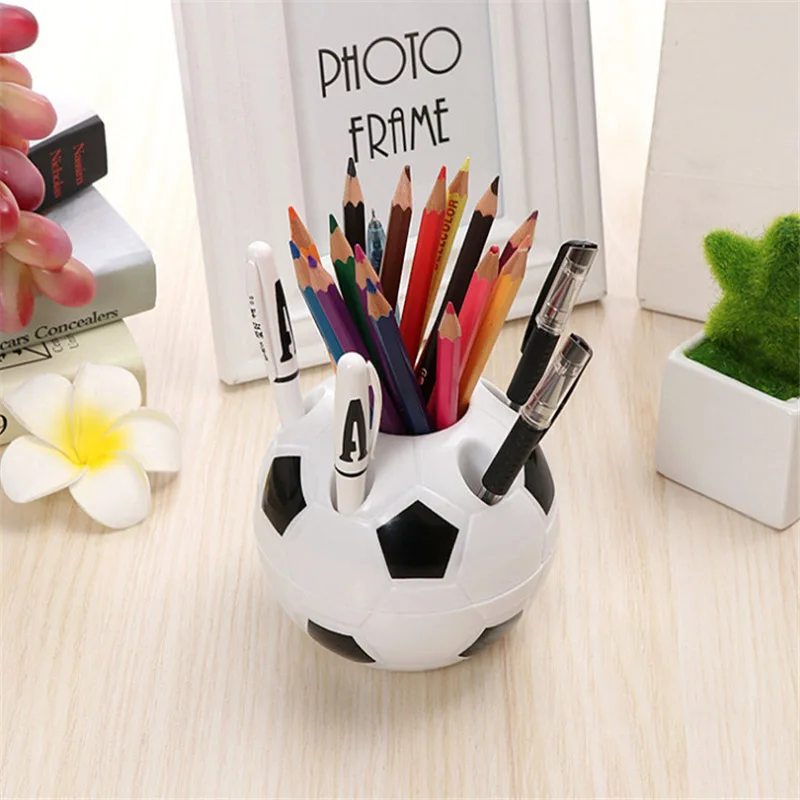 

Cute Kawaii Football Pen Holder Stationery Pencil Organizer Desk Set Accessories Office School Round Container Desktop Box