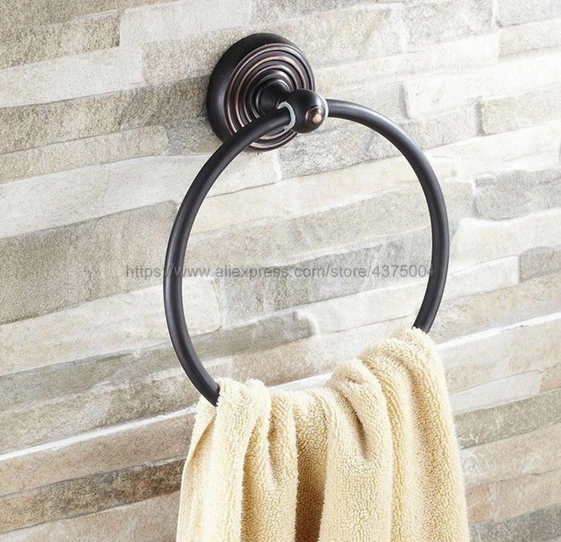 Black Oil Rubbed Brass Wall Mounted Towel Ring Bath Towel Holder Bathroom Accessories Bath