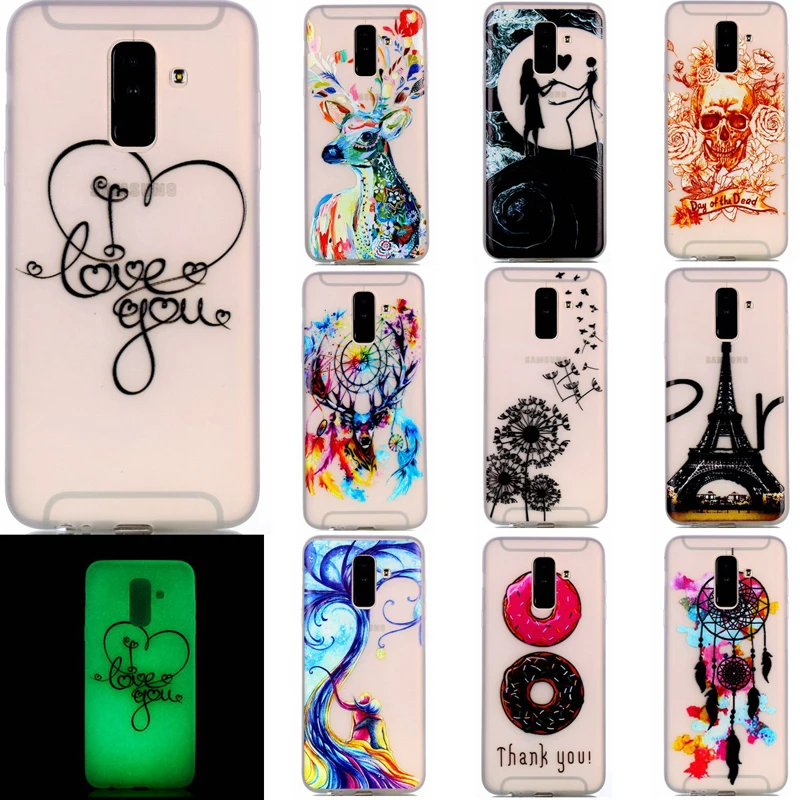 

Luminous Glow in Night Phone Soft TPU Silicone Case Shell Cover Coque Fundas Capa for Samsung Galaxy A6 A6Plus J3 J4 J6 J7 2018