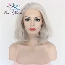 BeautyTown Bobo Тип термостойкие волосы серый цвет ручная вязка кружевной парик для косплея синтетические кружевные Передние Вечерние парики для подарка