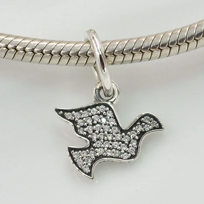 

Fits Pandora Charms Bracelet Authentic 925 Sterling Silver Beads Dove Symbol Freedom Charm Pendant DIY Women Jewelry