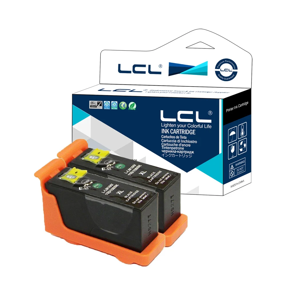 

LCL 105XL 100XL 105 100 XL (2-Pack Black) Ink Cartridge Compatible for Lexmark S301/302/305/S405/409/S505/S605/S308/S408/S508