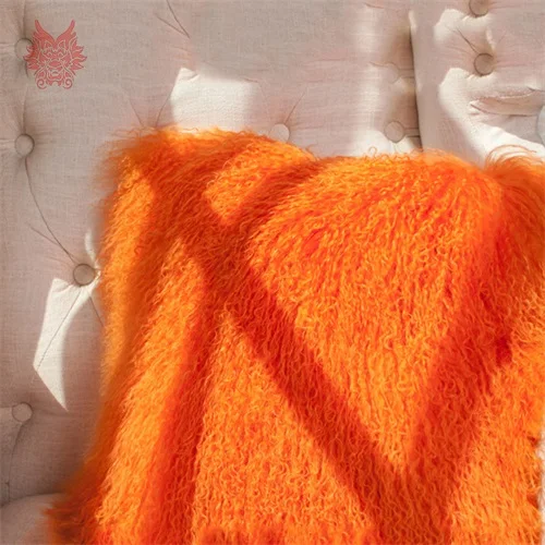 Чехол на подушку из натурального тибетского овечьего меха, чехлы на подушку, Чехол на подушку для дивана, Декор для дома, coussin capa de almofada SP5459 - Цвет: Orange per pic