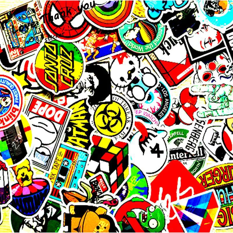 100 mixed Sticker font b toy b font Styling Skateboard Laptop Luggage Snowboard Car Fridge Phone