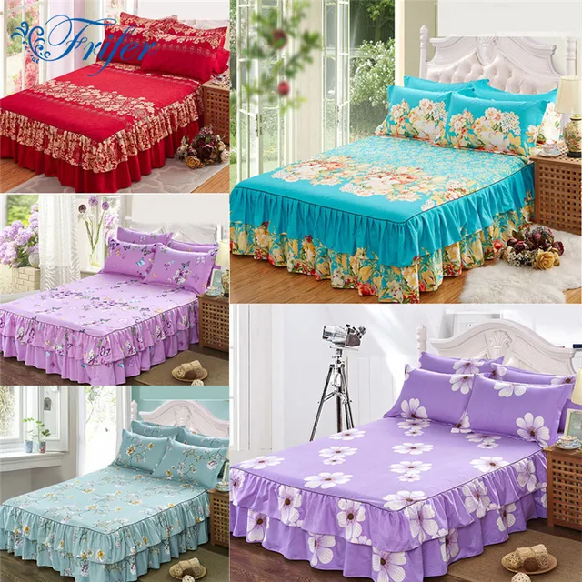 150x200cm queen size bed skirt polyester european pastoral european size mattress