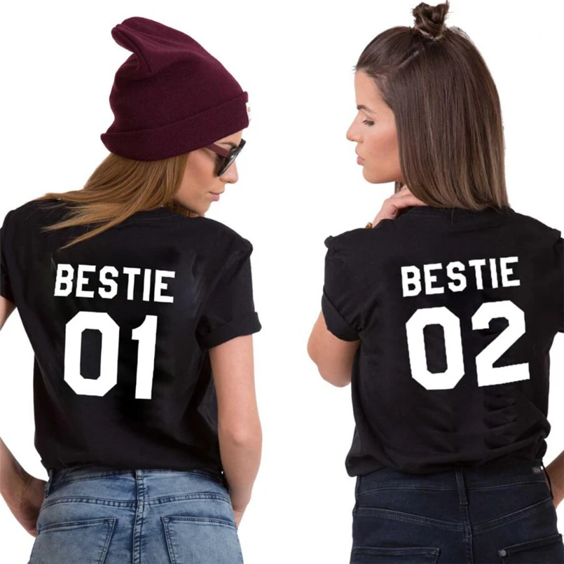 Best Friend Shirt Bff Matching Tshirts Cotton Women Fashion Chic Printed T Shirt For Ladies