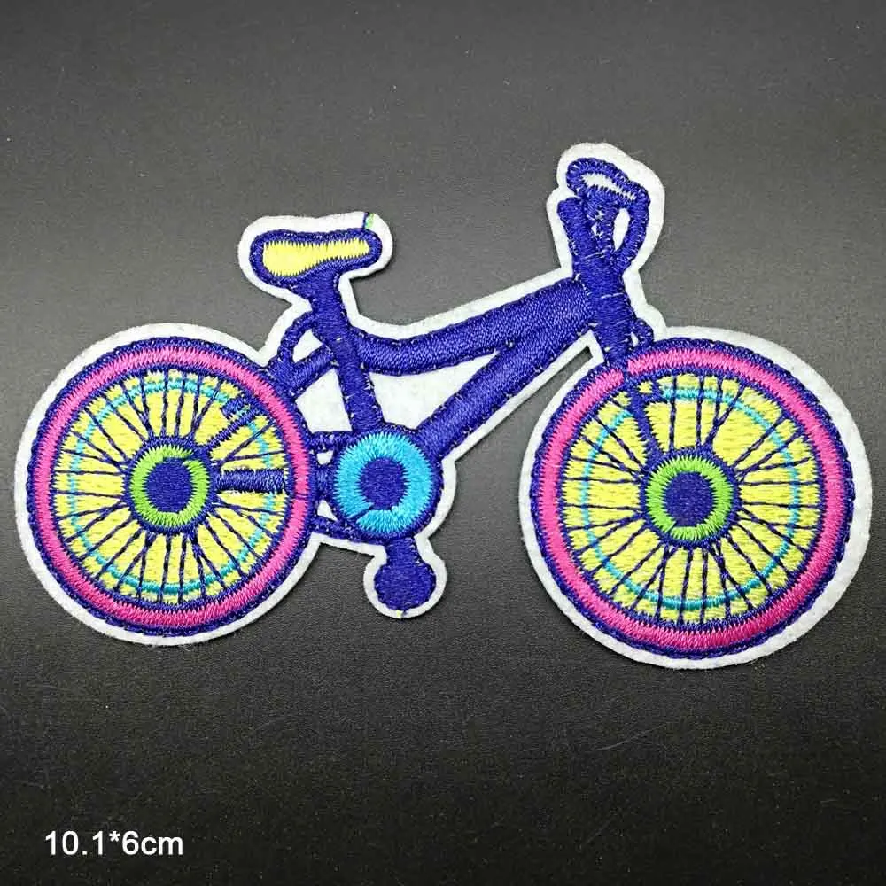 

Colourful Bike Iron On Embroidered Clothes Patches For Clothing Stickers Garment Wholesale