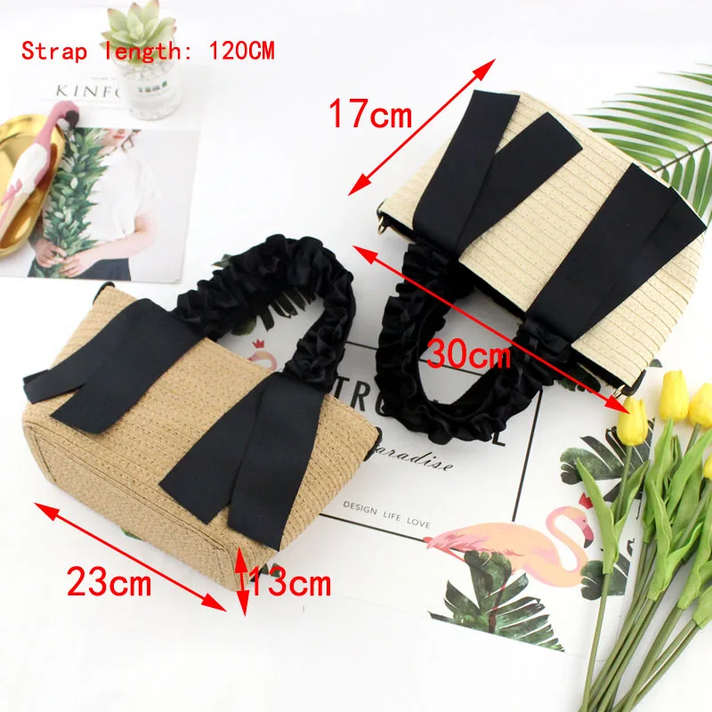 2019-black-ribbon-portable-lace-straw-bag-Single-shoulder-handbag-woven-bag-new-fashion-handbag-beach 