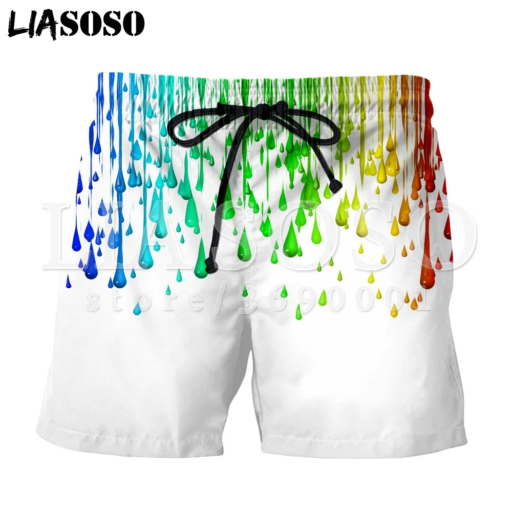 LIASOSO 3d принт унисекс креативные красочные картины мужские шорты наборы модные пляжные шорты бордшорты брюки X0714