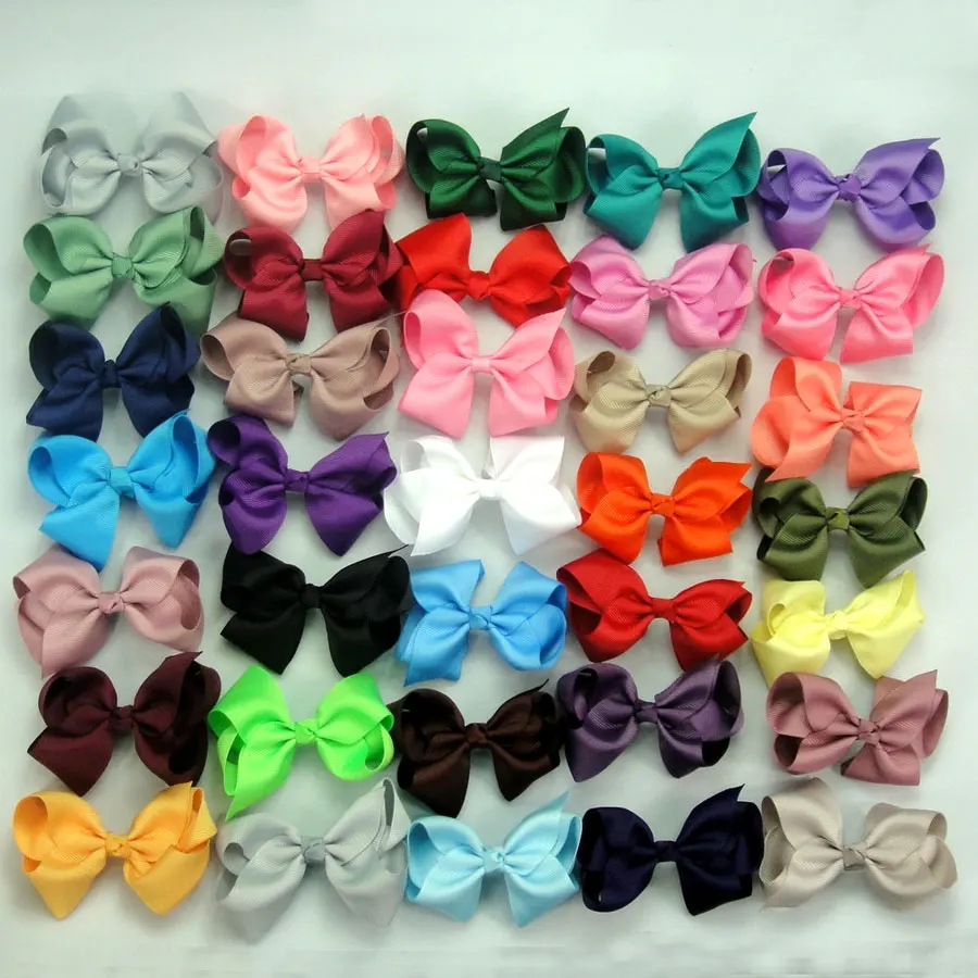 100pcs 3.5" Boutique Baby Girl Grosgrain Ribbon Bows with Hair Clip