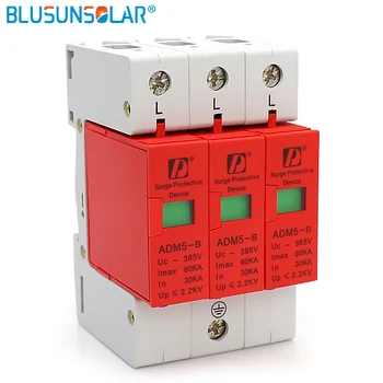 شراء50 قطعة/الوحدة المنزلية معيار الدين السكك الحديدية 35 مللي متر 3P 60KA 220V 385V AC المنخفضة الجهد حماية الطفرة جهاز مانعة صواعق