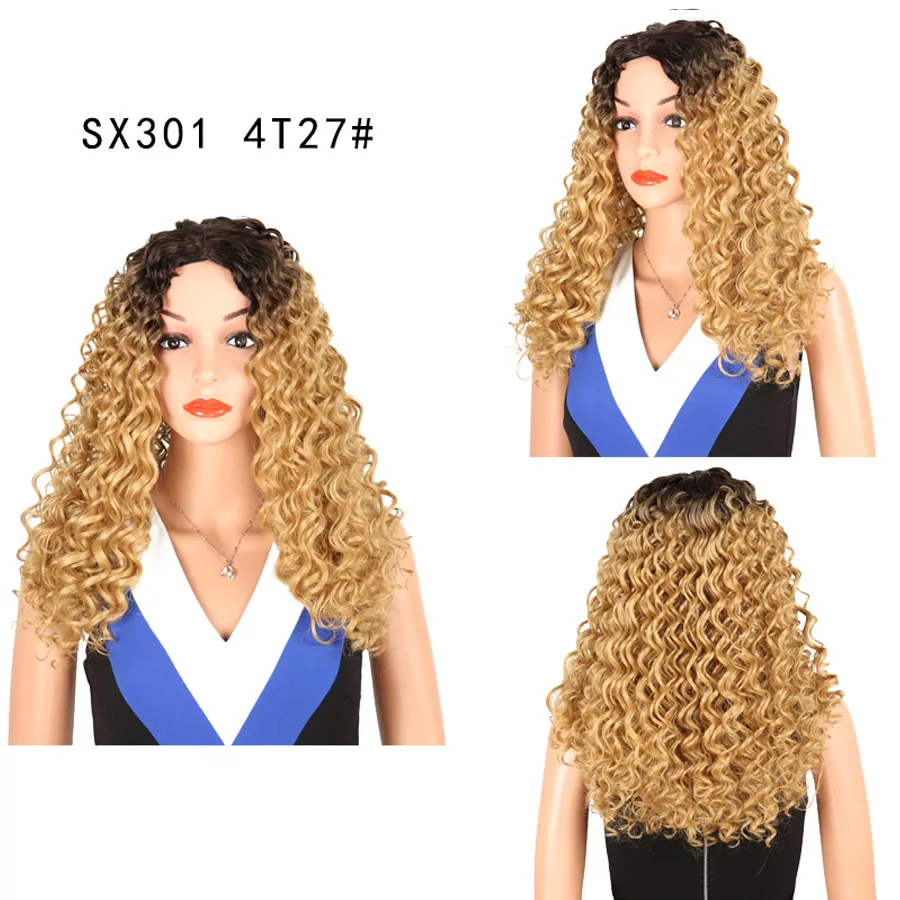 AliRobam афро кудрявые парики для черных женщин коричневые смешанные коричневые синтетические парики высокотемпературное волокно африканская прическа серый - Цвет: SX301 4T27