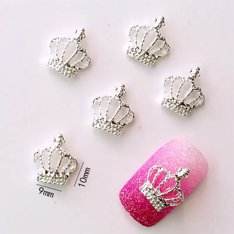 

50pcs/pack Japan 3D Alloy Nail Art Accessory Metal Nail Decoration Silvr Crown Nail Parts DIY Supplies for Nails