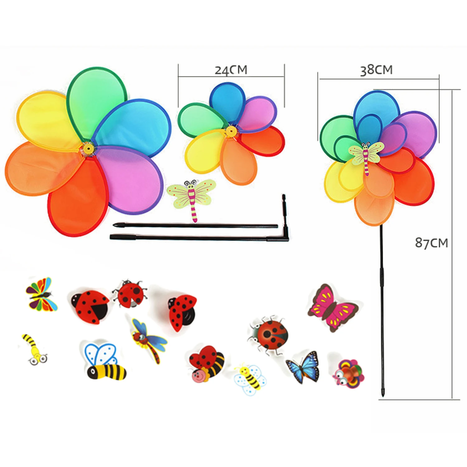 Детская одежда, 2-Слои цветок Форма флюгеры мельница ветра вертушка с насекомыми декор для детских игрушек, садовый Свадебная вечеринка