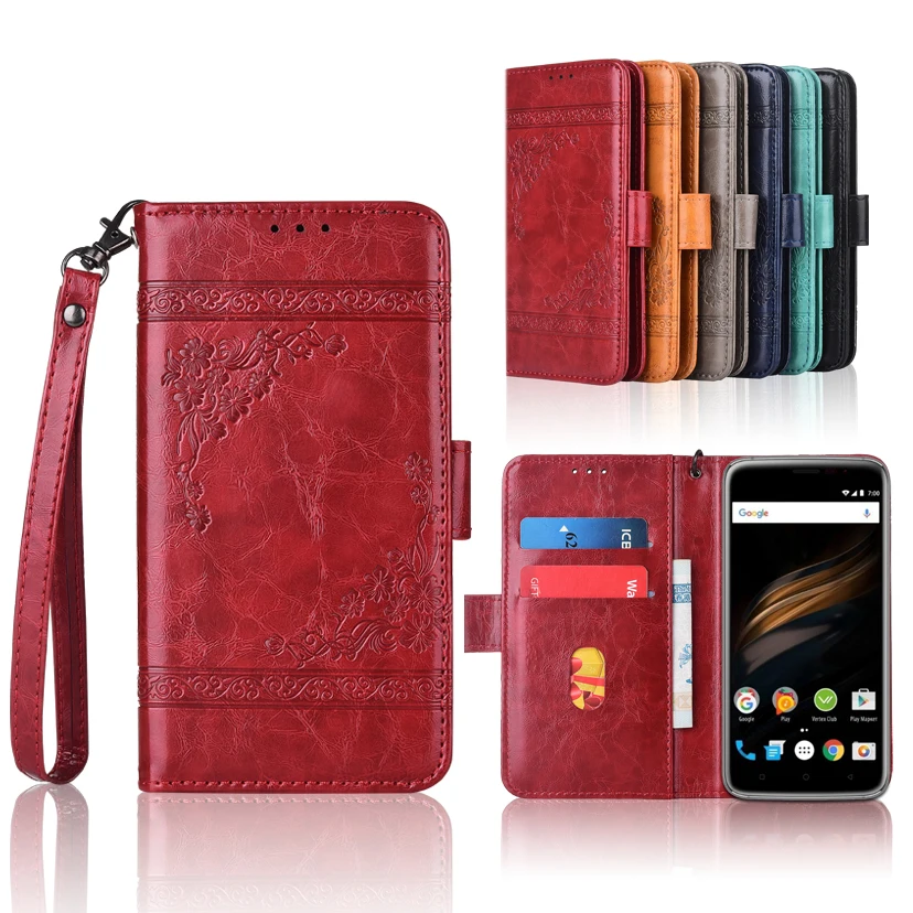 

Newest Wallet case for Vertex Impress Win Flip case with Strap,100% special PU leather embossing flower cover case