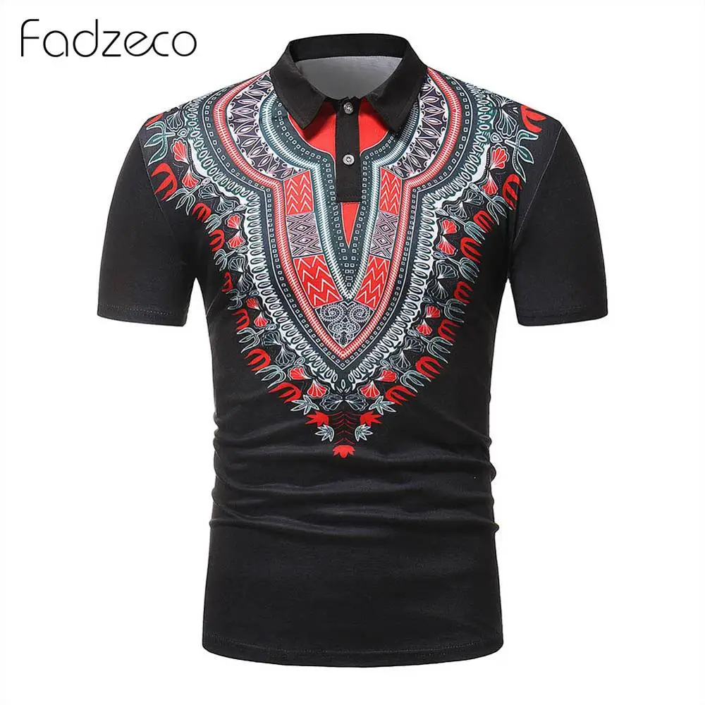 Африканская футболка Fadzeco мужская летняя Дашики племенной принт короткий рукав