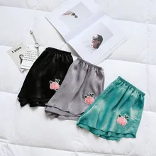 Новая летняя мода Роза, вышивка Цветочная нижняя часть для сна элегантные цветочные тонкие вискозные шорты одежда для сна для женщин пижамы шорты M583