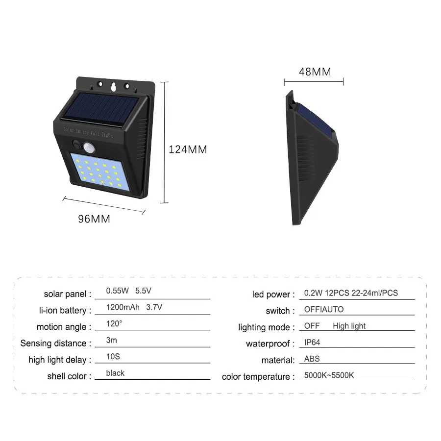 Высокое качество 20 светодиодный s 1200mAh солнечный светильник с широким углом Настенный Солнечный светодиодный светильник s с датчиком движения PIR водонепроницаемый садовый светильник