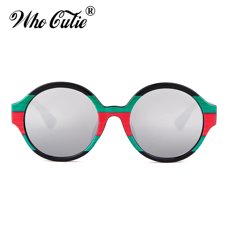 WHO CUTIE круглые дизайнерские солнцезащитные очки для женщин, брендовые винтажные Черепаховые красные зеленые полосы, зеркальные солнцезащитные очки для мужчин OM757
