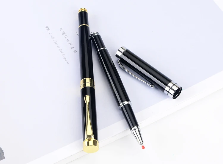 PHANTACI брендовые деловые офисные средние шариковые ручки, черная золотая металлическая шариковая ручка, канцелярские принадлежности для школьников