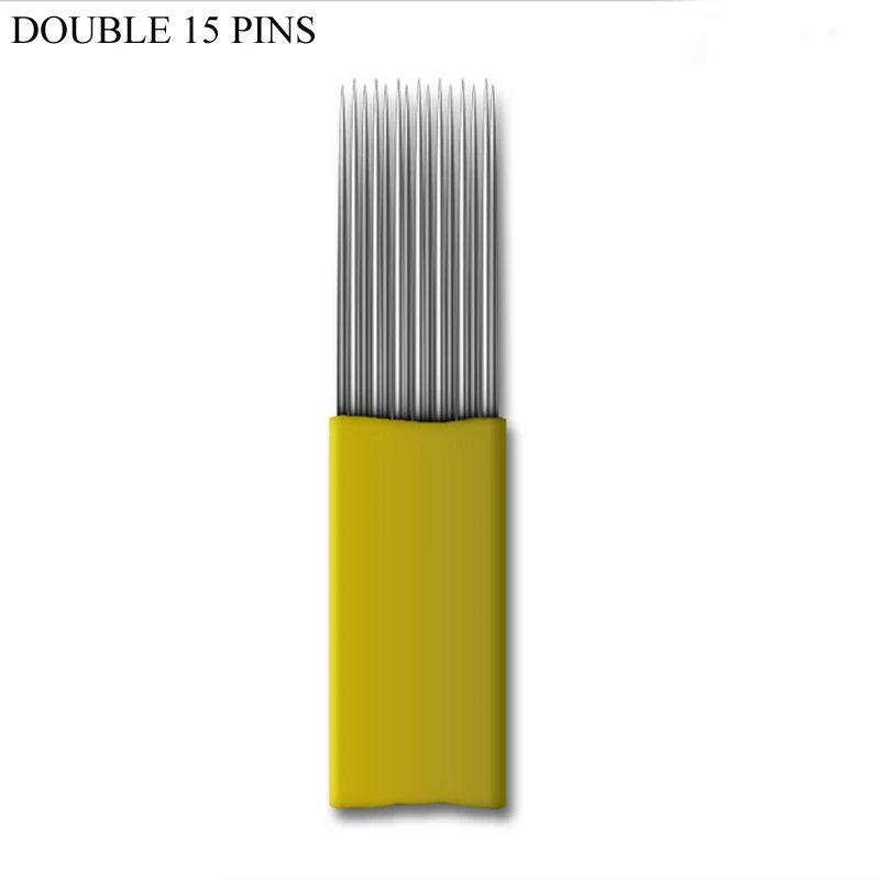 

50pcs/lot Permanent Makeup Double Row Microblading Needles 15pins Shading Blade Tattoo Supplier Needle for Microblading Eyebrow