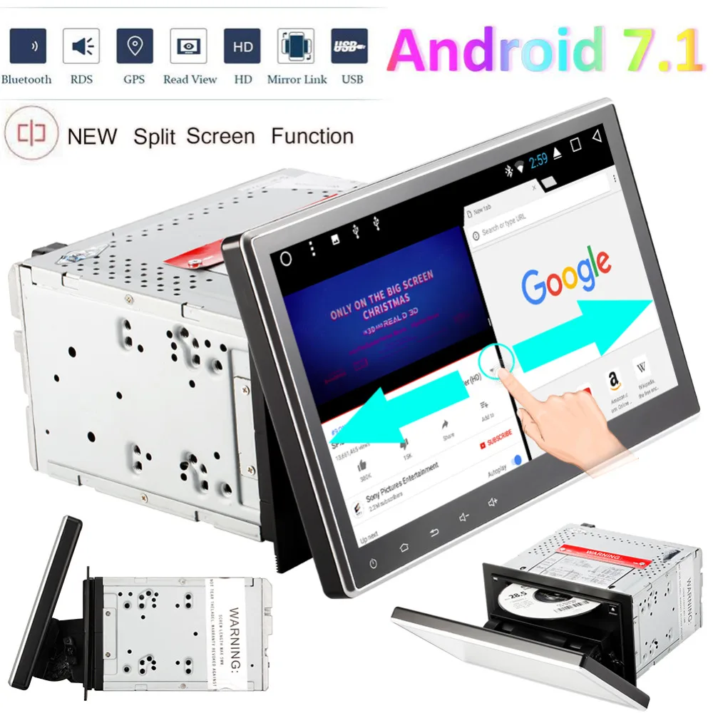 HD 10 1 '&#x271024x600 сенсорный автомобильный dvd-плеер с экраном Android 7 Стайлинг стерео
