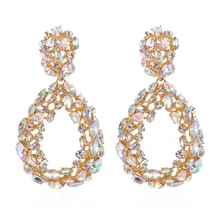 KMVEXO новые массивные капли воды полые Стразы Сережка Модная бижутерия элегантные длинные блестящие Кристальные серьги для женщин подарок