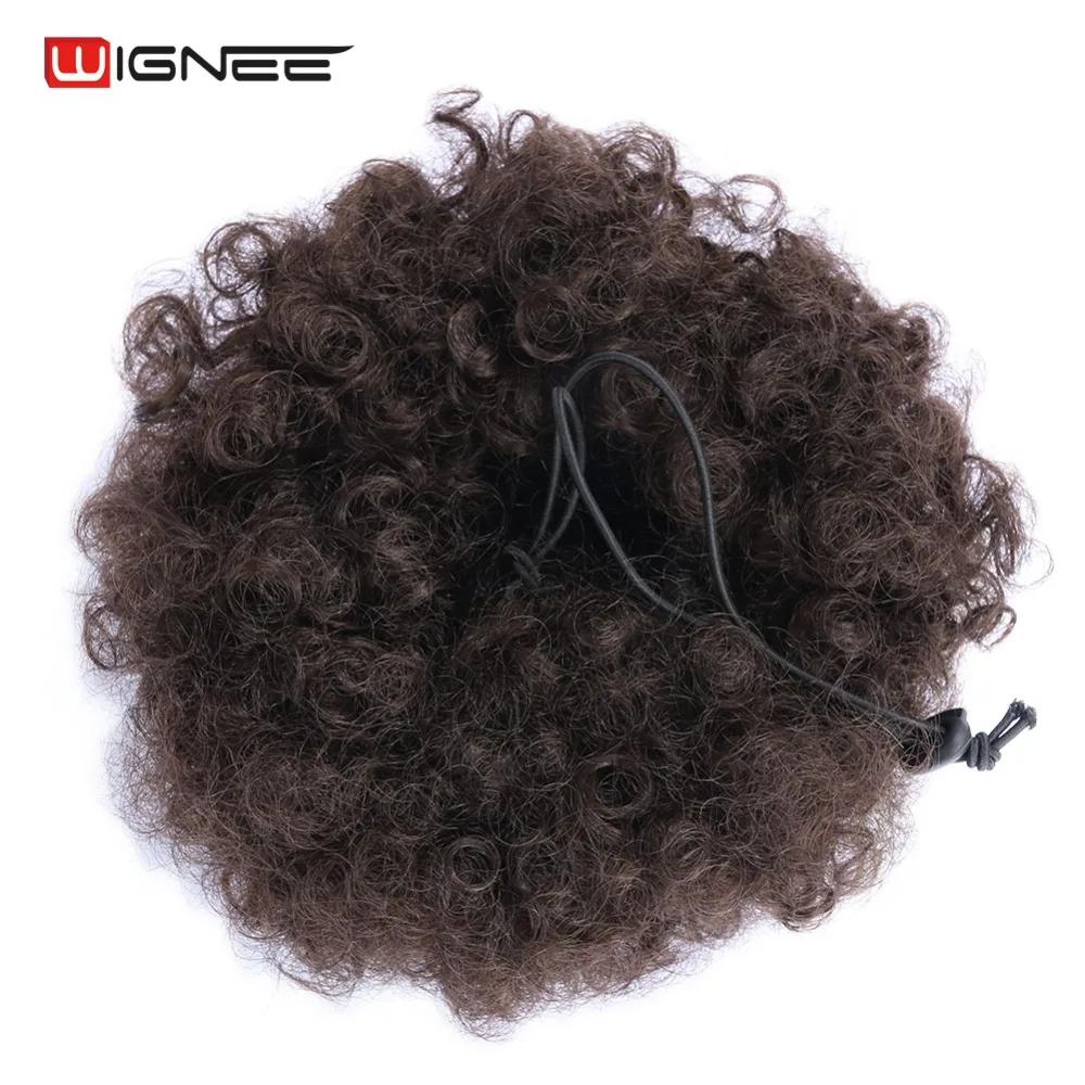 Wignee Puff афро короткие Kinky кудрявый шиньон химическое наращивание волос для женщин булочка шнурок конский хвост обёрточная бумага