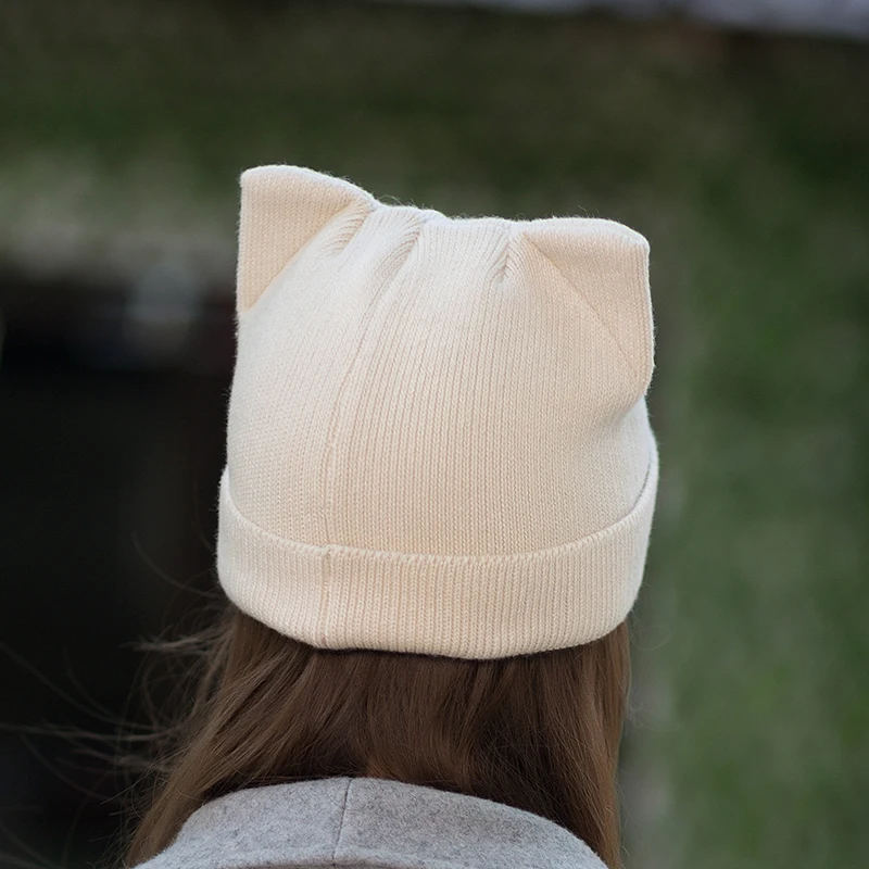 2018 New Winter Cat Ears Hat Women Knitted Wool Beanie Hats For Girls Cute Beanies Caps With Ear Flaps 2018 New Winter Cat Ears Hat Women Knitted Wool Beanie Hats For Girls Cute Beanies Caps With Ear Flaps