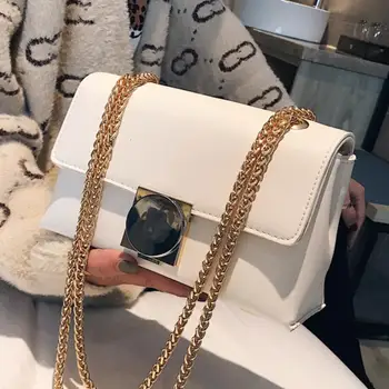 

European Fashion Ladies Square bag 2019 NewQuality PU Leather Women's Designer Luxury Handbag Lock Chain Shoulder Messenger Bags