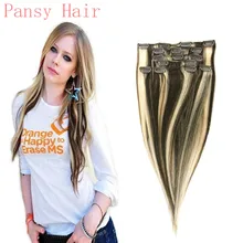 Remy Human Virgin Hair Straight Hairpieces Wigs Clip in Human Hair Extensions Full Head 15inch 18inch 20inch 22in 2#/613# Color