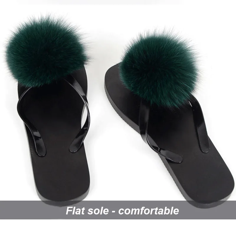 women slippers fox fur pompom (30)
