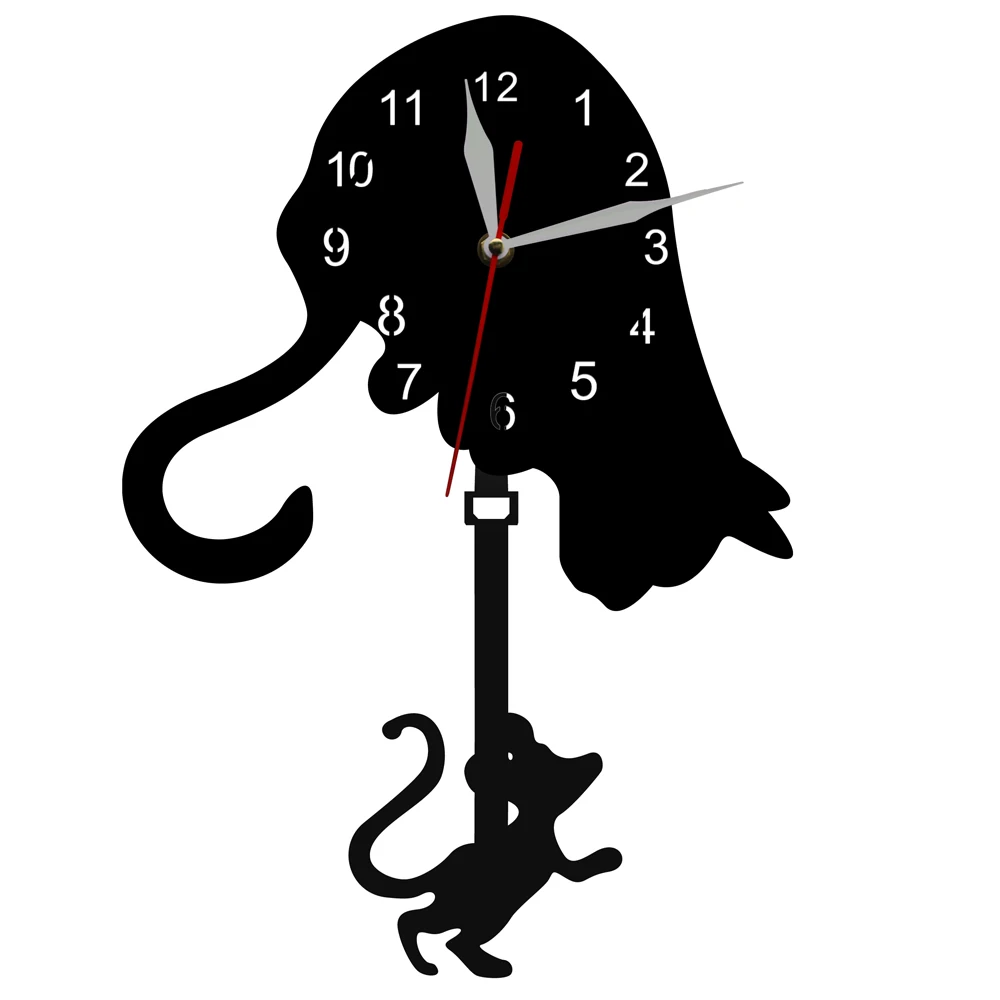 

Curiouse Cat Catch Mouse Home Decor Animals Wall Clock Modern Wall Clock Gift For Cat Lover Wall Art