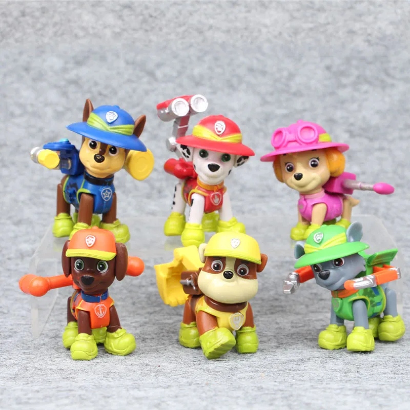 6Pcs Paw Patrol Dog Anime Figure Juguetes Canine Puppy Dogs Movie Action Figure Pawed Patrolling Kids Toys for Children 2D20
