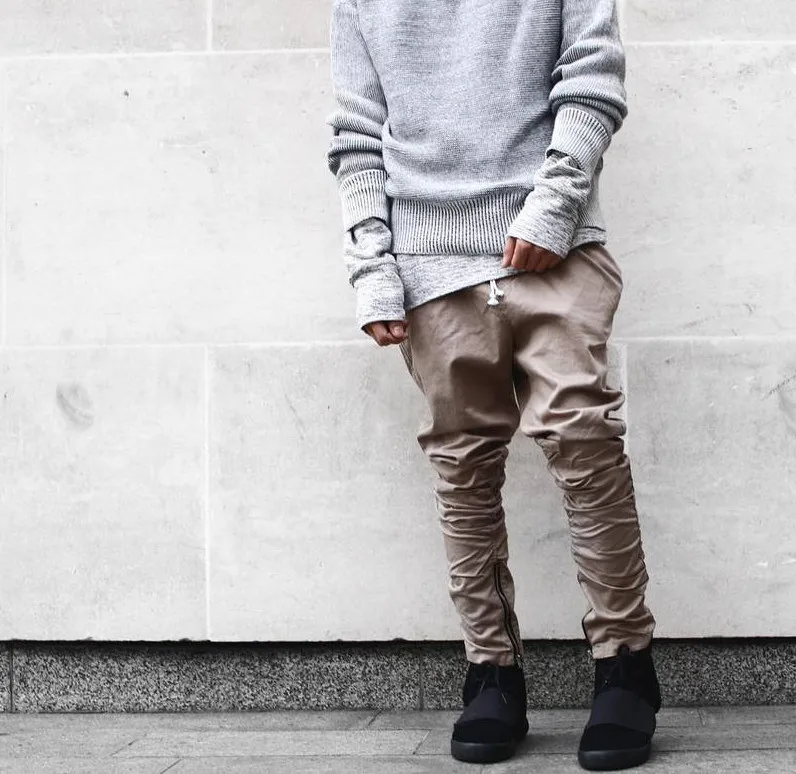 HIPFANDI Justin Bieber Style Side Zipper Men Slim Fit Casual Mens Hip Hop Jogger Biker Pants Swag Sweatpants Skinny Trousers
