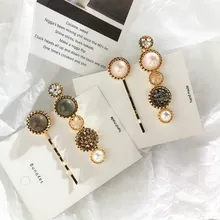 Новое поступление акриловые стильные заколки Круглые Женские украшения для волос два набора жемчужных хрустальные шпильки для волос жемчужные аксессуары для волос