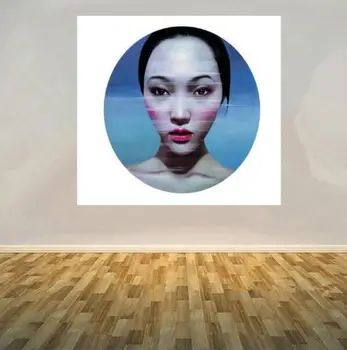 

Hand painted Oil Painting Canvas Modern art Portrait Painting Chinese Artist LingJian girl Picture Painting Home decor 30x30Inch