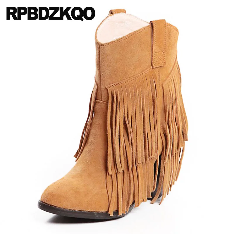 Designer Shoes Women Luxury 2018 Ankle Tassel Brown Fall Slip On Fringe Boots Short Suede Autumn Chunky Vintage High Heel Brand Designer Shoes Women Luxury 2018 Ankle Tassel Brown Fall Slip On Fringe Boots Short Suede Autumn Chunky Vintage High Heel Brand
