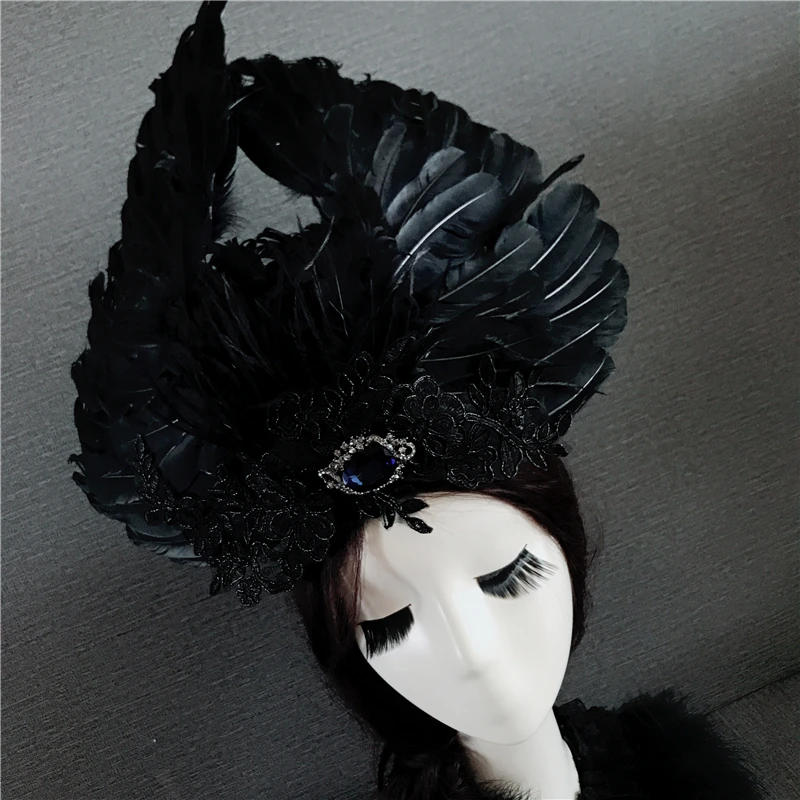 

Women Cosplay Rhinestone Feather Hairpin Headwear Chinese National Ancient Costume Hairbands Bride Wedding Hair Sticks Accessory
