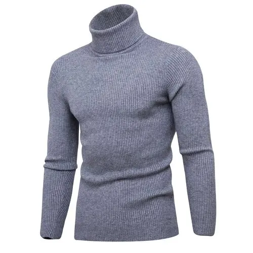 Мужской свитер, водолазка, трикотаж, стиль, модный пуловер, вертикальная полоска, базовый Повседневный свитер - Цвет: Dark Gray