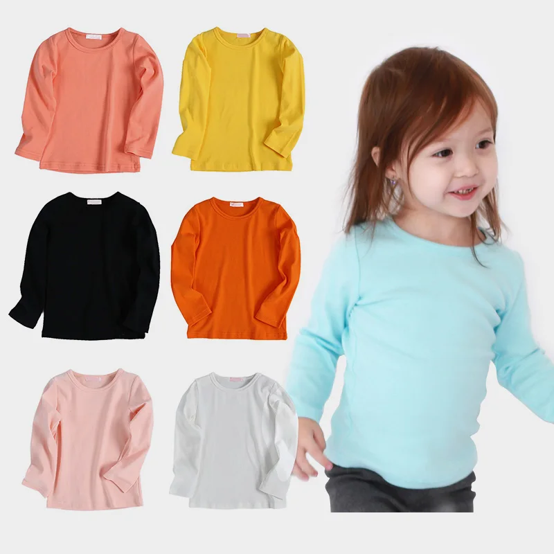 

Autumn Winter Cotton Kids T Shirt Solid Full Long Sleeve Baby Boys Girls T-Shirt Children Pullovers Tops Tee