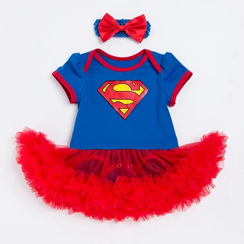 Стиль; платье для новорожденных; одежда для малышей; голубой комбинезон СУПЕРМЕНА для девочек; плиссированные платья-пачки для малышей; праздничная одежда для девочек для дня рождения - Цвет: RD172S