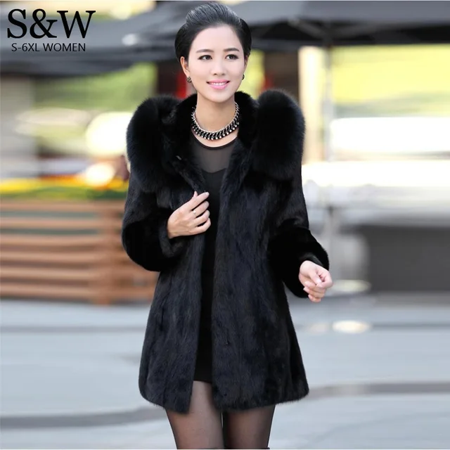 Plus Size 3XL 4XL 5XL 6XL Winter Parka Women Faux Fur Coat Long Thicken ...