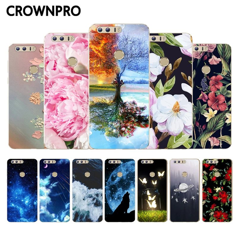 

CROWNPRO For Huawei Honor 8 Case Cover Silicone For Huawei Honor 8 Case Soft Painted Back Cover For Huawei Honor8 TPU Cases