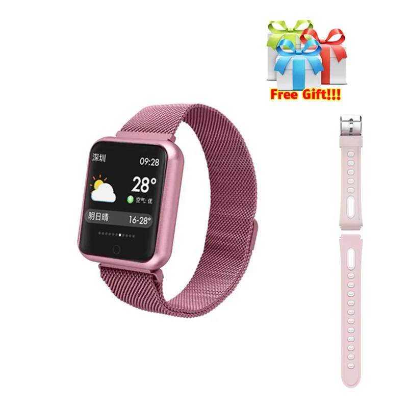 

P68 watch+belt/set IP68 fitness tracker women Smart Bracelet Heart Rate activity bracelet smartwatch compatible for iphone 6 8