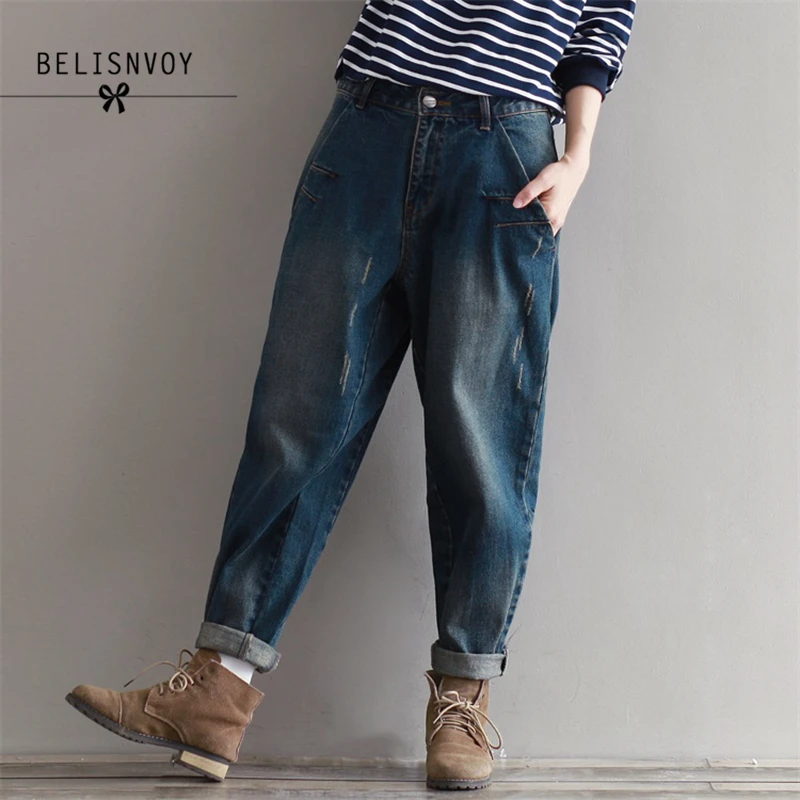 2018 Autumn Winter 3XL Plus Size Jeans Women Harem Pants Casual Trousers Denim Pants Fashion Loose Vintage Harem Boyfriend Jeans 2018 Autumn Winter 3XL Plus Size Jeans Women Harem Pants Casual Trousers Denim Pants Fashion Loose Vintage Harem Boyfriend Jeans
