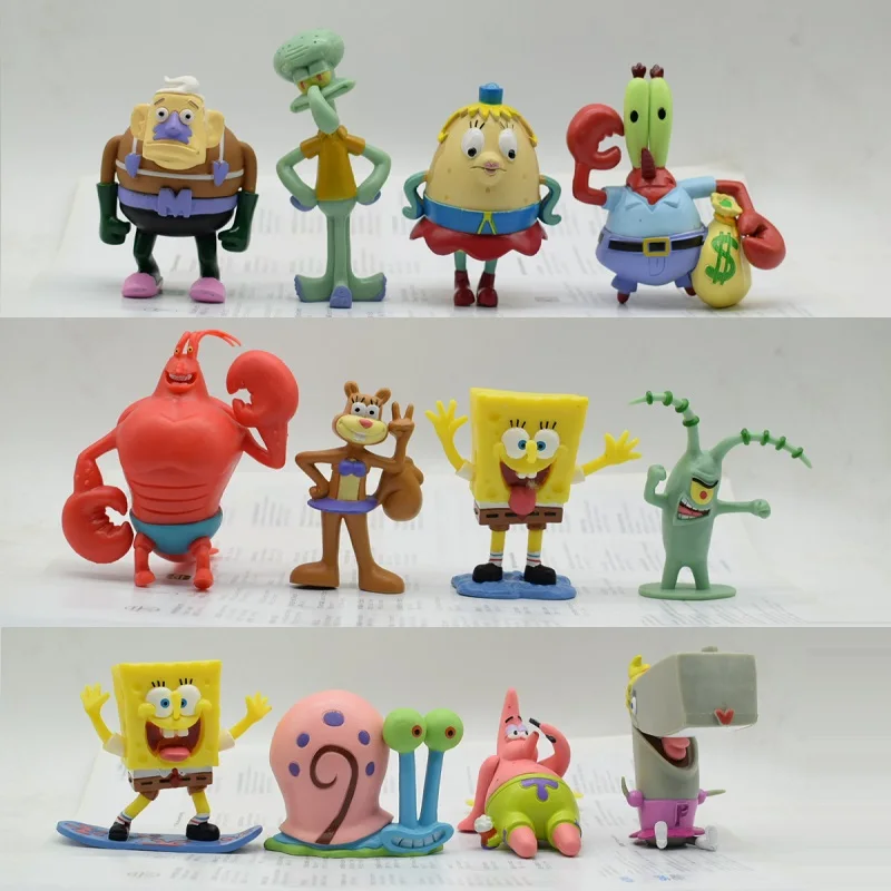 

12pcs High quality The SpongeBob Figures Action Toys Birthday gift for children 12 pcs/set