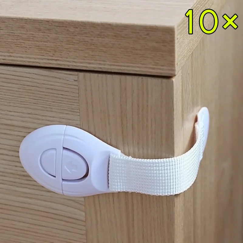 

New Hot 10 Pcs Drawers Cabinet Door Refrigerator Lengthened Bendy Safety Plastic Locks For Child Kid Baby
