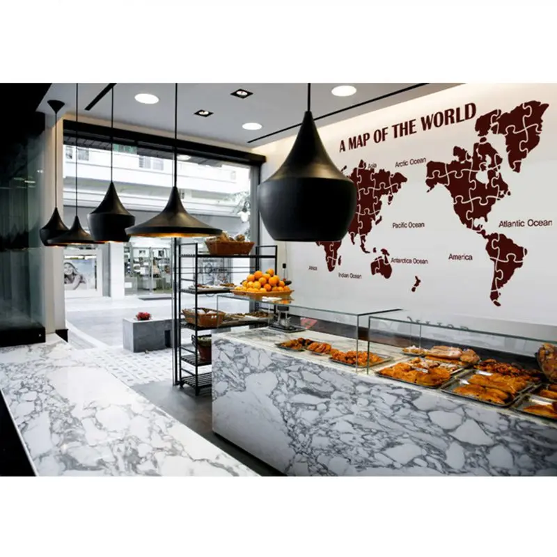 DCTAL мира географические карты большие наклейки на стену новый дизайн кофе магазин узор настенные виниловые наклейки мира Плакат Стикеры